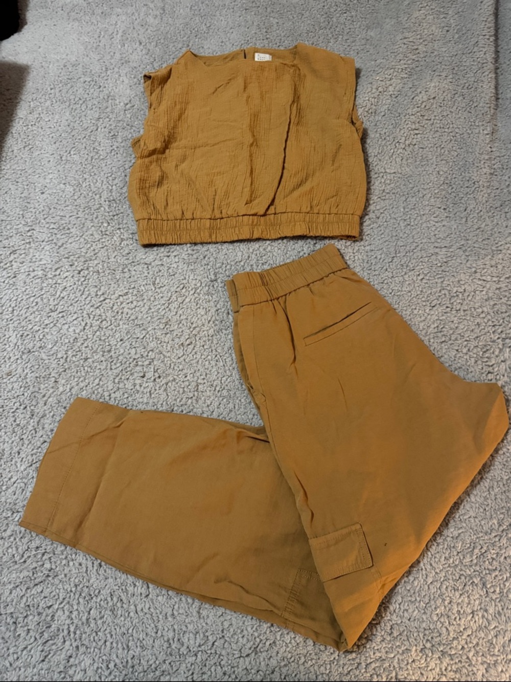 women’s matching set in Mustard brown